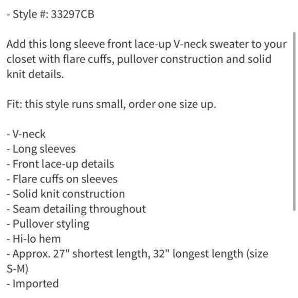 BLVD LaceUp V Neck Chunky Knit Relaxed Sweater NWT - Picture 15 of 15